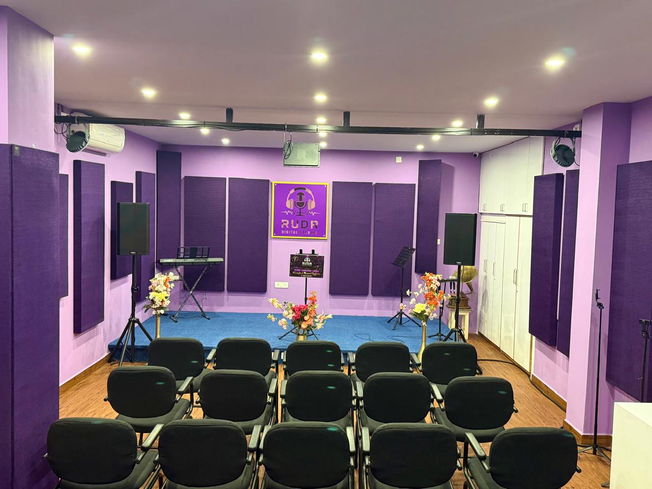 RUDR Studio Hall — performance and karaoke space with acoustic treatment